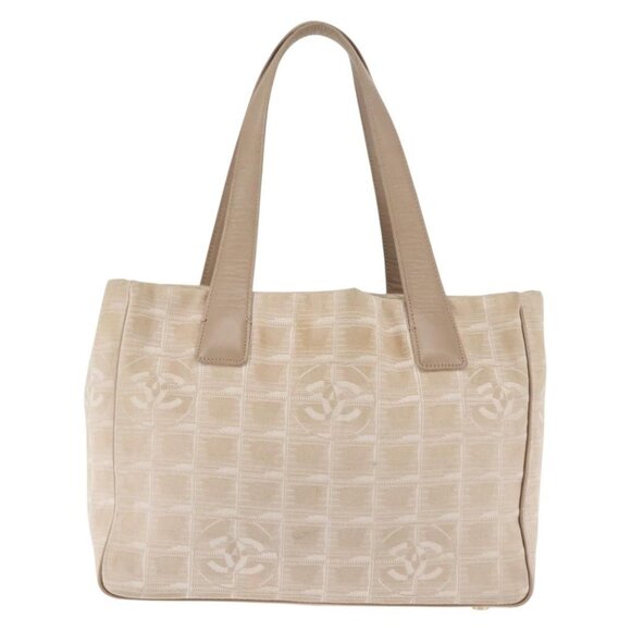 CHANEL New Travel Line Tote Bag Nylon Beige gold CC Auth - Picture 3 of 16